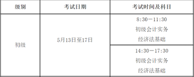 2023年吉林省初级会计师考试时间公布为5月13日至17日